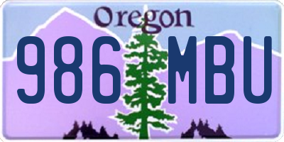 OR license plate 986MBU