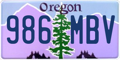 OR license plate 986MBV