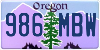 OR license plate 986MBW