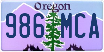 OR license plate 986MCA