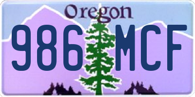 OR license plate 986MCF