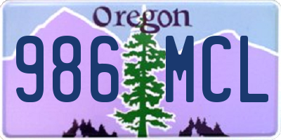 OR license plate 986MCL
