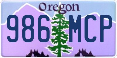 OR license plate 986MCP