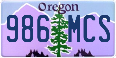 OR license plate 986MCS