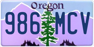 OR license plate 986MCV