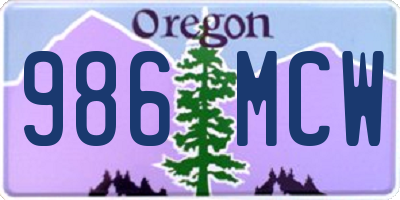 OR license plate 986MCW