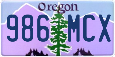 OR license plate 986MCX