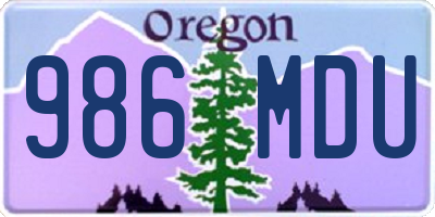 OR license plate 986MDU