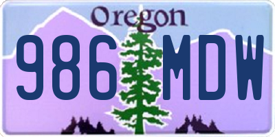 OR license plate 986MDW