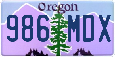 OR license plate 986MDX