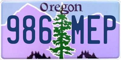 OR license plate 986MEP