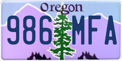 OR license plate 986MFA