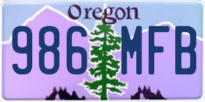 OR license plate 986MFB