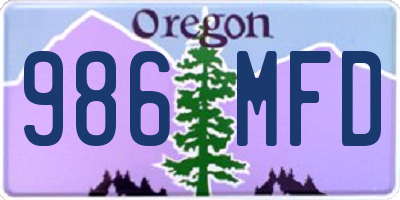 OR license plate 986MFD