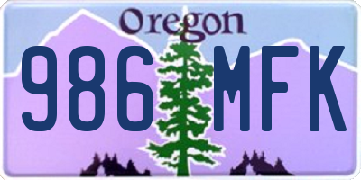 OR license plate 986MFK