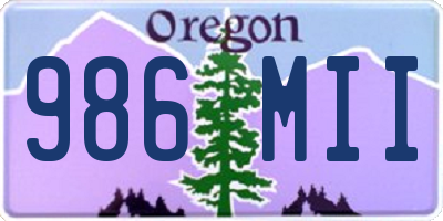 OR license plate 986MII