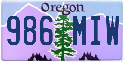 OR license plate 986MIW