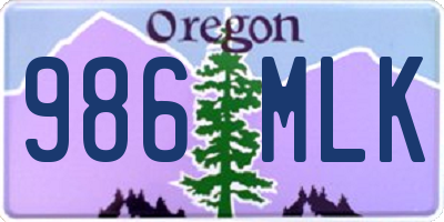 OR license plate 986MLK