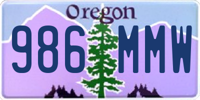 OR license plate 986MMW