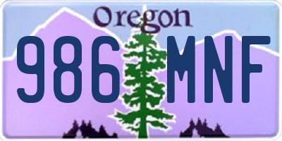 OR license plate 986MNF