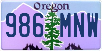 OR license plate 986MNW