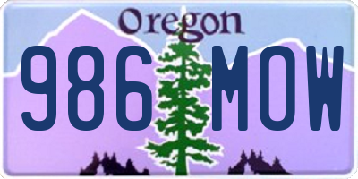 OR license plate 986MOW