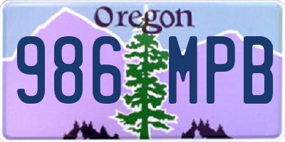 OR license plate 986MPB