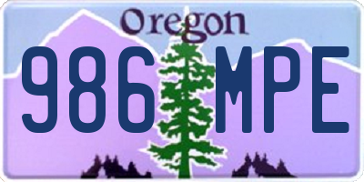 OR license plate 986MPE