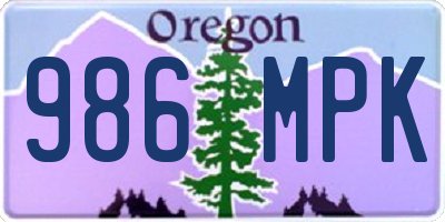 OR license plate 986MPK