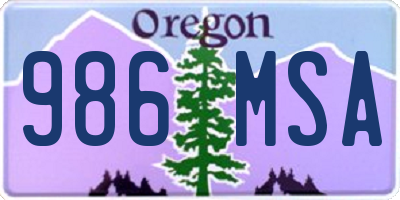 OR license plate 986MSA