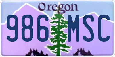 OR license plate 986MSC