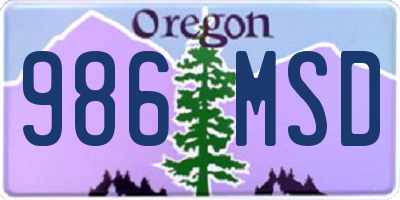 OR license plate 986MSD