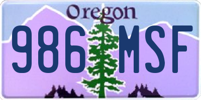 OR license plate 986MSF