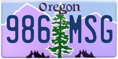 OR license plate 986MSG