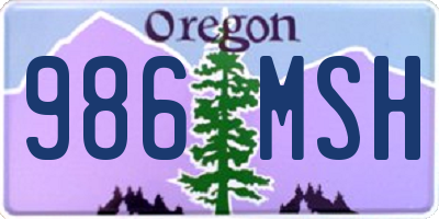 OR license plate 986MSH