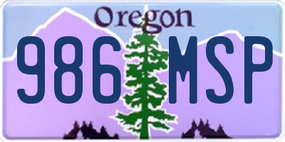 OR license plate 986MSP