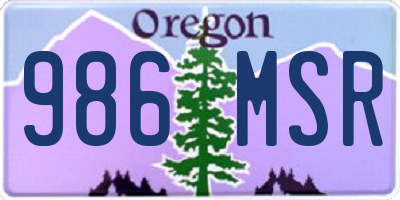 OR license plate 986MSR