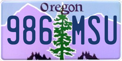 OR license plate 986MSU