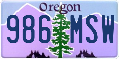 OR license plate 986MSW