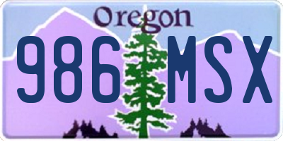 OR license plate 986MSX
