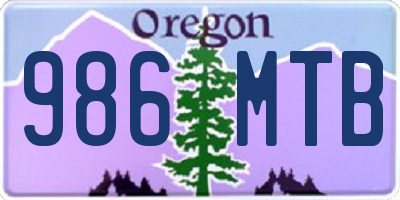 OR license plate 986MTB