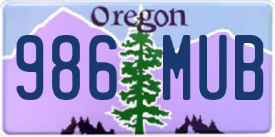 OR license plate 986MUB