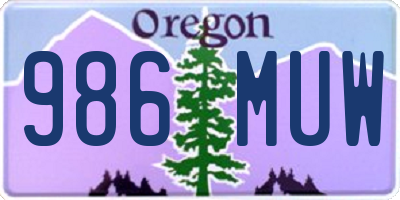 OR license plate 986MUW