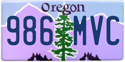 OR license plate 986MVC