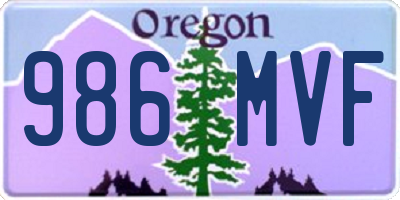 OR license plate 986MVF