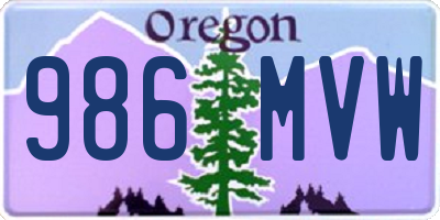 OR license plate 986MVW