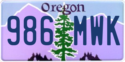 OR license plate 986MWK