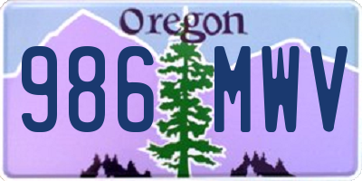 OR license plate 986MWV