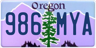 OR license plate 986MYA
