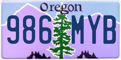 OR license plate 986MYB